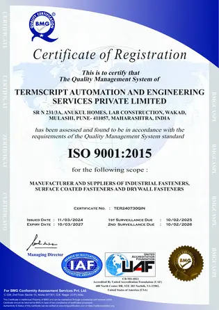 TERMSCRIPT AUTOMATION AND ENGINEERING SERVICES PRIVATE LIMITED - ISO